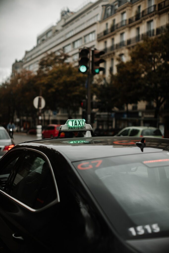 Taxi in the streets of Paris